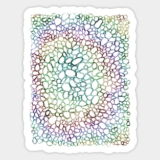 Rainbow Pebble Work (on Black): an Abstract Colorful Artwork Sticker